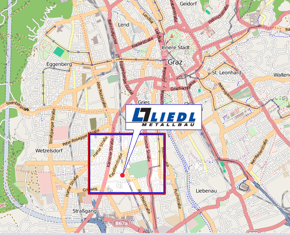 Übersichtskarte Graz mit Standort Metallbau Liedl